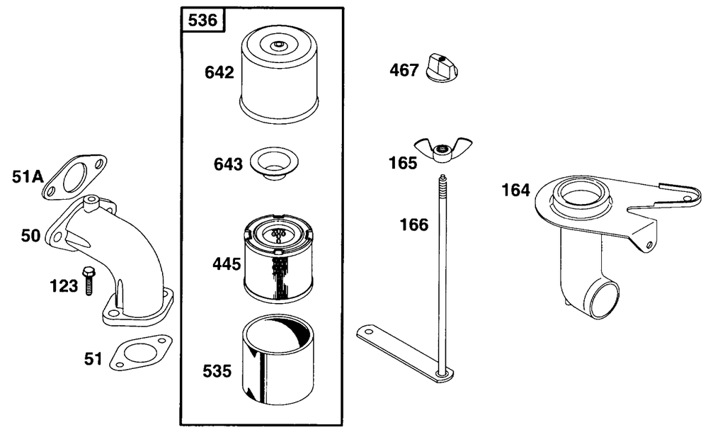Air Cleaner Grp Diagram and Parts List for 233452-0636-XX  Briggs and Stratton Engine